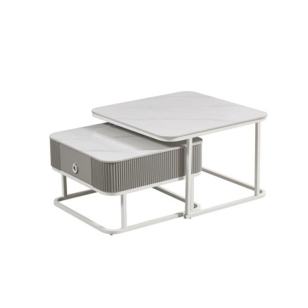 Mesa de Centro Home ESPRIT Blanco 70 x 70 x 45 cm 2
