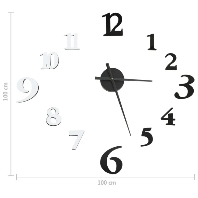 Horloge murale 3D Design moderne Noir et blanc 100 cm XXL