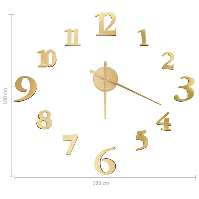 Horloge murale 3D Design moderne Doré 100 cm XXL