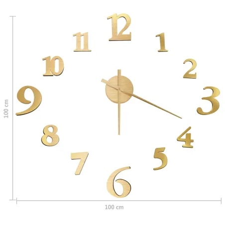 Horloge murale 3D Design moderne Doré 100 cm XXL