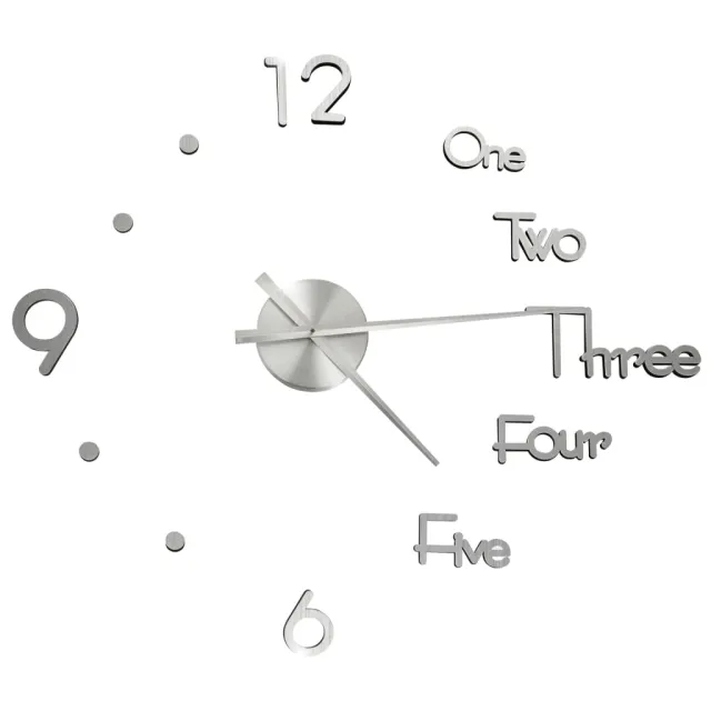 Horloge murale 3D Design moderne Argenté 100 cm XXL