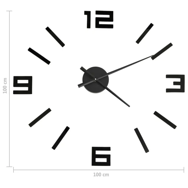 Horloge murale 3D Design moderne Noir 100 cm XXL