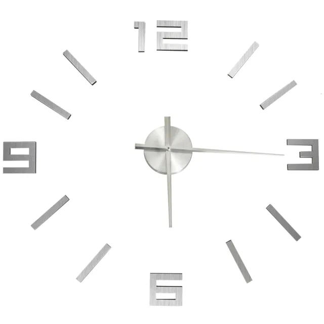 Horloge murale 3D Design moderne Argenté 100 cm XXL