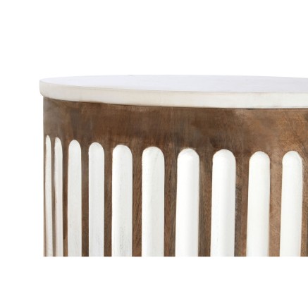 Table d'appoint Home ESPRIT Blanc Naturel 41 x 41 x 52 cm 2