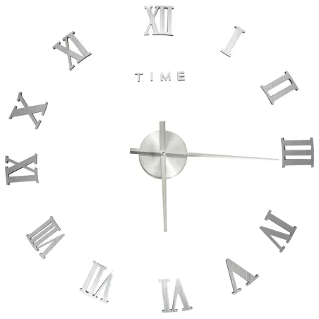 Horloge murale 3D Design moderne Argenté 100 cm XXL