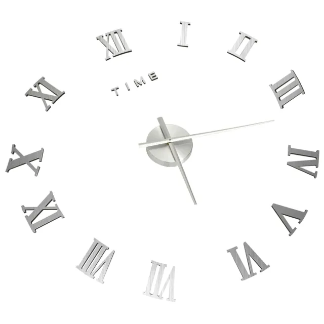 Horloge murale 3D Design moderne Argenté 100 cm XXL