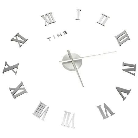 Horloge murale 3D Design moderne Argenté 100 cm XXL