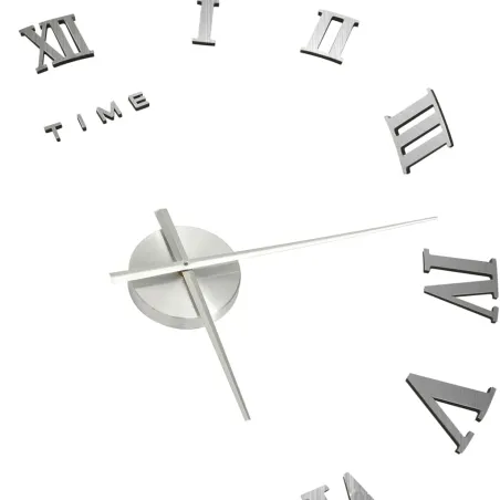 Horloge murale 3D Design moderne Argenté 100 cm XXL