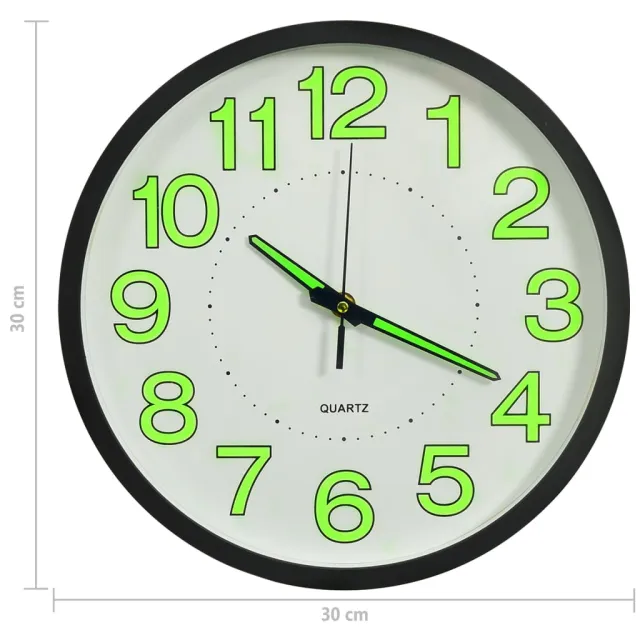 Horloge murale lumineuse Noir 30 cm