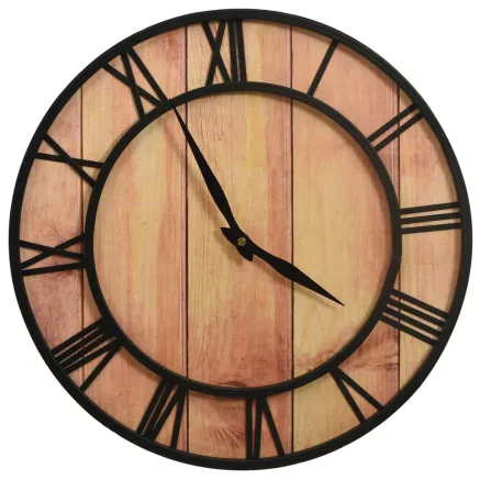 Horloge murale 39 cm Marron et noir MDF et fer 2