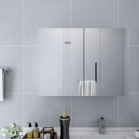 Armoire à miroir de salle de bain blanc 80x15x60 cm MDF