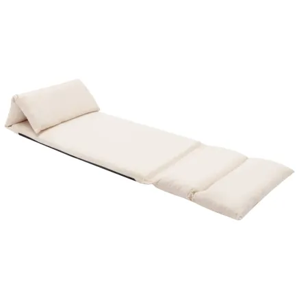 Chaise pliable de sol Crème Microfibre
