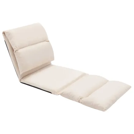 Chaise pliable de sol Crème Microfibre 2
