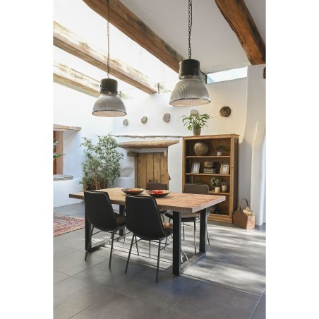 Table de Salle à Manger Home ESPRIT Noir Naturel Métal Bois de mangu