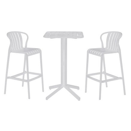 Table set with 2 chairs Home ESPRIT White Metal polypropylene 60 x 60