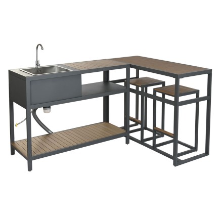 Mueble de cocina Home ESPRIT Gris Natural 127 x 100 x 90 cm 127 x 100