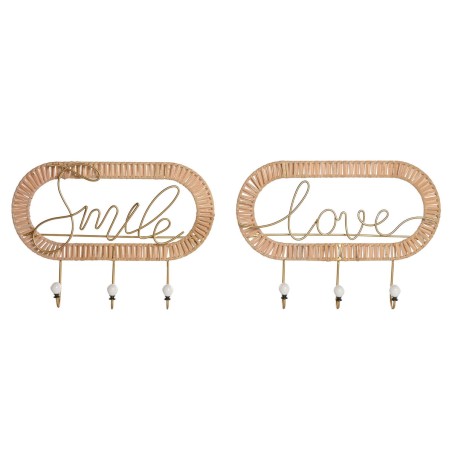 Wall mounted coat hanger Home ESPRIT Golden Natural Metal Rattan 40 x