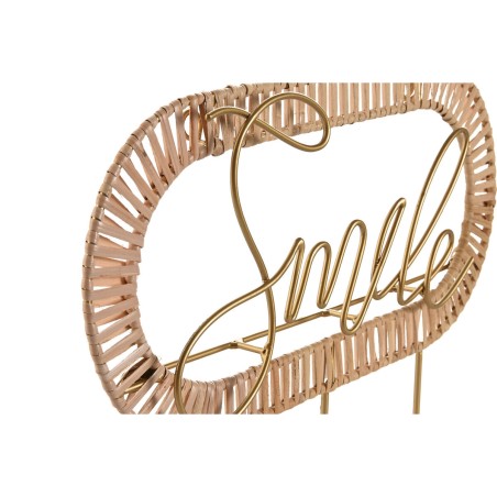 Wall mounted coat hanger Home ESPRIT Golden Natural Metal Rattan 40 x
