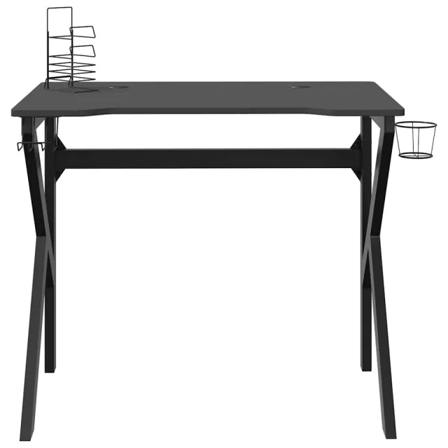 Bureau de jeu avec pieds en forme de K Noir 90x60x75 cm