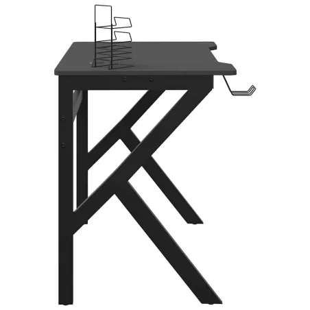 Bureau de jeu avec pieds en forme de K Noir 90x60x75 cm