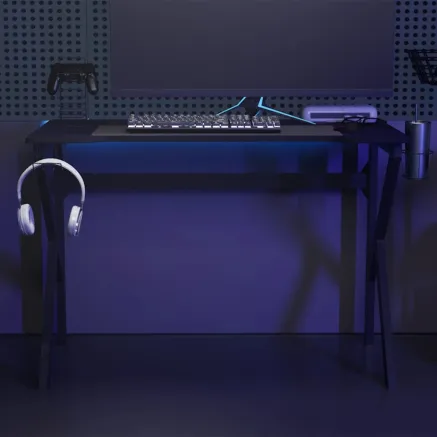 Bureau de jeu avec pieds en forme de K Noir 110x60x75 cm