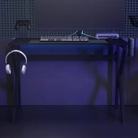 Bureau de jeu avec pieds en forme de K Noir 110x60x75 cm