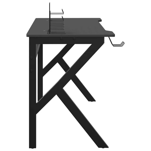 Bureau de jeu avec pieds en forme de K Noir 110x60x75 cm