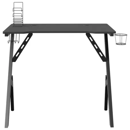 Bureau de jeu avec pieds en forme de Y Noir 90x60x75 cm