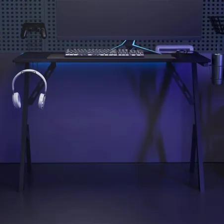 Bureau de jeu avec pieds en forme de Y Noir 110x60x75 cm