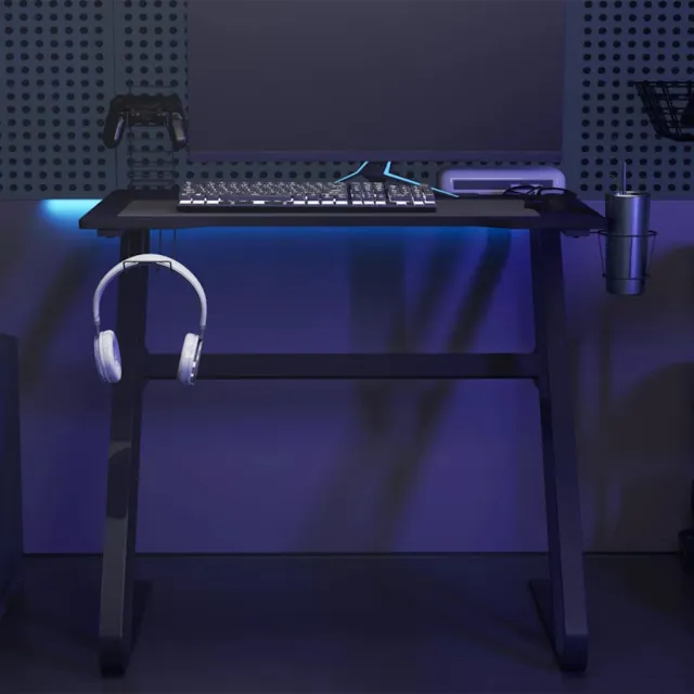 Bureau de jeu avec pieds en forme de ZZ Noir 90x60x75 cm