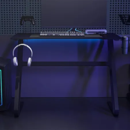 Bureau de jeu avec pieds en forme de ZZ Noir 110x60x75 cm