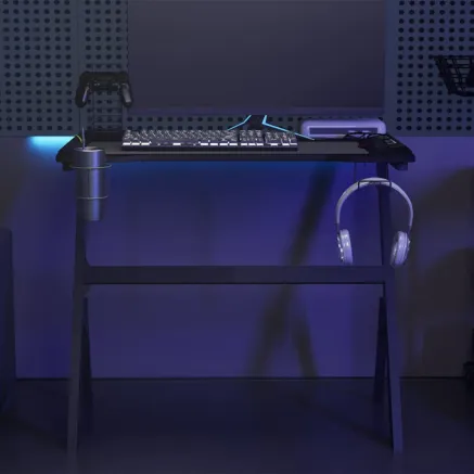 Bureau de jeu à LED en forme de Y noir 90x60x75 cm
