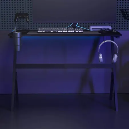 Bureau de jeu à LED en forme de Y noir 110x60x75 cm