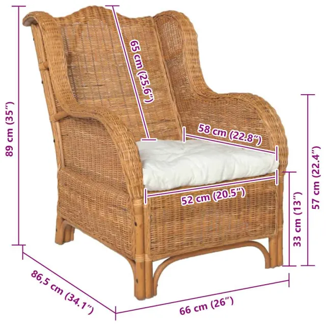 Canapé avec coussin Marron clair Rotin naturel et lin