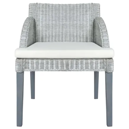Chaise à manger avec coussin Gris Rotin naturel 2
