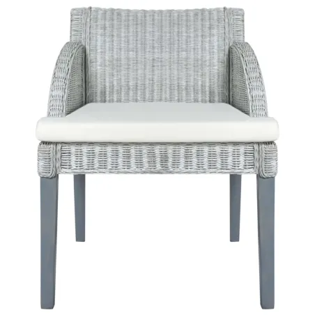 Chaise à manger avec coussin Gris Rotin naturel
