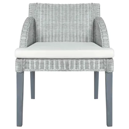 Chaises à manger avec coussins lot de 2 gris rotin naturel