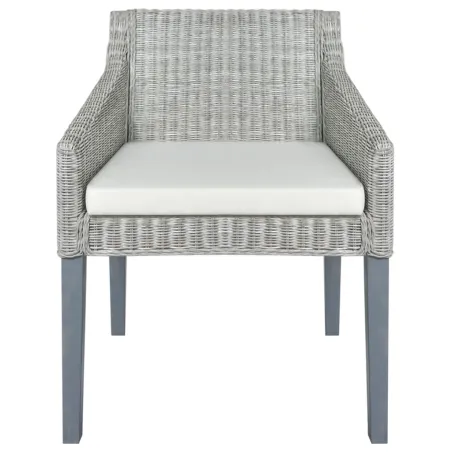 Chaise à manger avec coussin Gris Rotin naturel