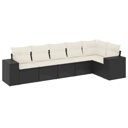 Salon de jardin 6 pcs avec coussins noir résine tressée 2