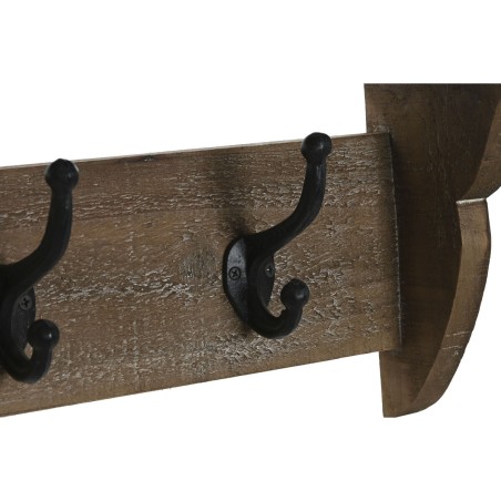 Appendiabiti da parete Home ESPRIT Marrone Nero Legno Metallo 67 x 17