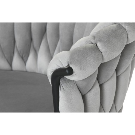 Chaise de Salle à Manger Home ESPRIT Noir Gris Polyester Métal 60 x