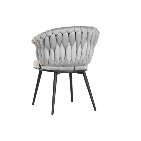 Chaise de Salle à Manger Home ESPRIT Noir Gris Polyester Métal 60 x