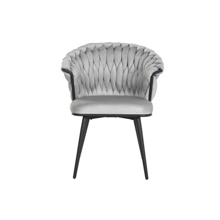 Chaise de Salle à Manger Home ESPRIT Noir Gris Polyester Métal 60 x