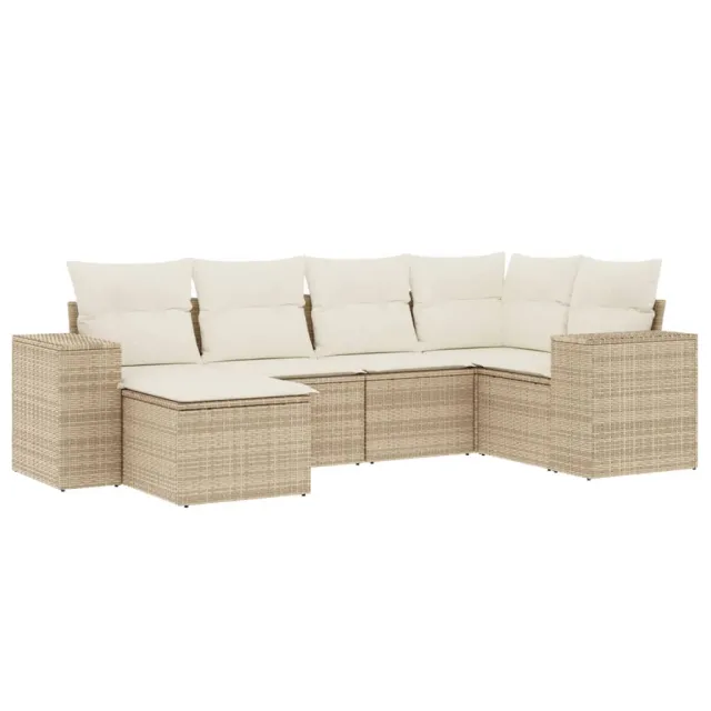 Salon de jardin avec coussins 6 pcs beige résine tressée