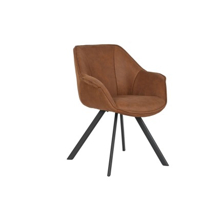 Sedia da Sala da Pranzo Home ESPRIT Nero Cammello Metallo Microfibra 6