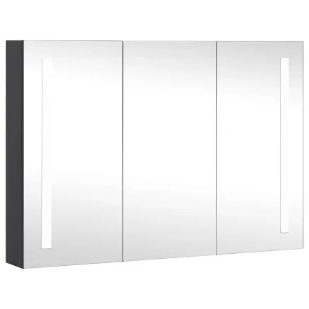 Armoire de salle de bain à miroir LED 89x14x62 cm 2