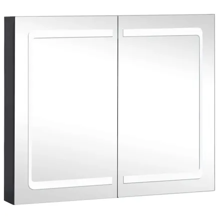 Armoire de salle de bain à miroir LED 80x12,2x68 cm 2