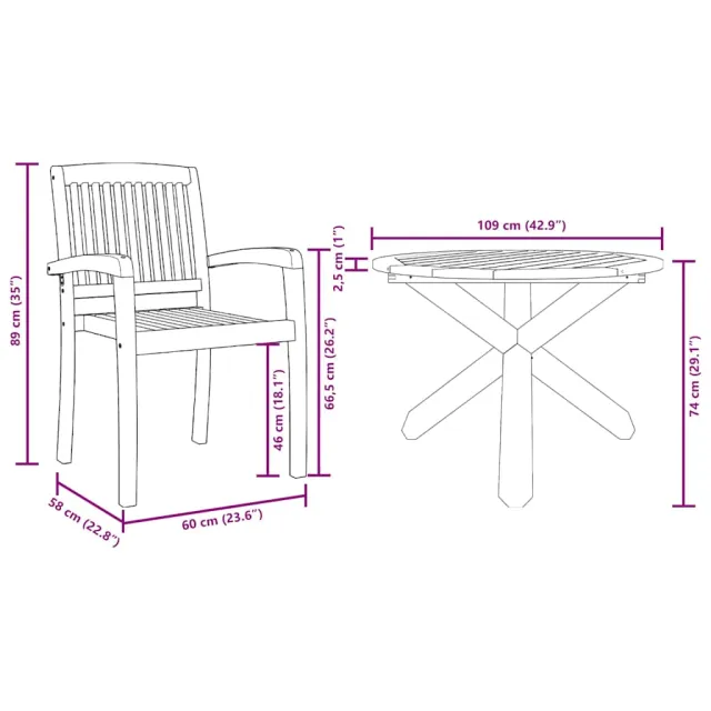 Ensemble de salle à manger pour jardin 3 pcs Marron