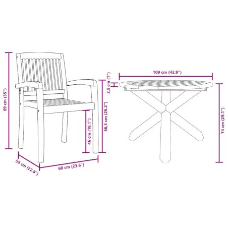 Ensemble de salle à manger pour jardin 3 pcs Marron