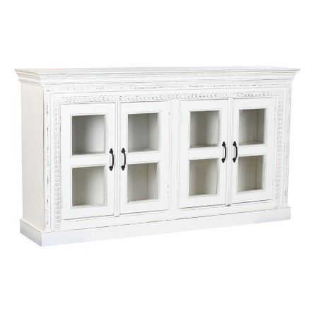 Aparador Home ESPRIT Blanco Cristal Madera de mango 180 x 40 x 100 cm